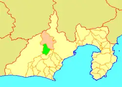 Location of Nakakawane in Shizuoka Prefecture