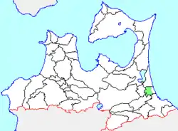 Location of Shimoda in Aomori Prefecture