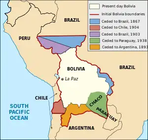 Image 7Bolivia's territorial losses between the second half of the 19th century and first half of the 20th century (from History of Bolivia)