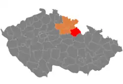 Location in the Hradec Králové Region within the Czech Republic