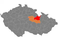 Location in the Pardubice Region within the Czech Republic