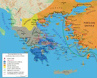 Image 6Map showing events of the first phases of the Greco-Persian Wars. (from Ancient Greece)