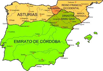 Multicolored map of the Iberian peninsula