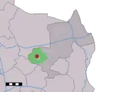 The village (dark red) and the statistical district (light green) of Dulder in the municipality of Dinkelland.