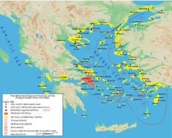 Image 2Delian League ("Athenian Empire"), immediately before the Peloponnesian War in 431 BC. (from Ancient Greece)