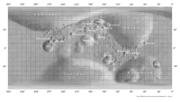 A map of Mathilde with Labels