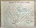 Plan of Agra Fort on display at the fort, 2012