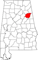 State map highlighting Calhoun County