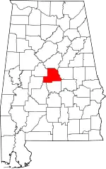 State map highlighting Chilton County