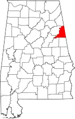 State map highlighting Cleburne County