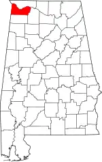 State map highlighting Colbert County