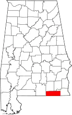 Map of Alabama highlighting Geneva County