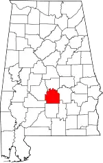 Map of Alabama highlighting Lowndes County