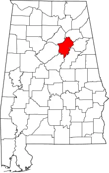 Map of Alabama highlighting St. Clair County