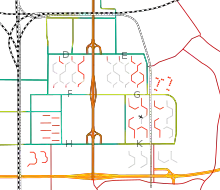 Bijlmermeer 2012, existing buildings (red), demolished (grey)