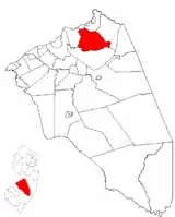 Location of Mansfield Township in Burlington County, New Jersey (right) and of Burlington County in New Jersey (left)