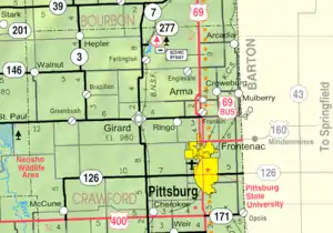 KDOT map of Crawford County (legend)