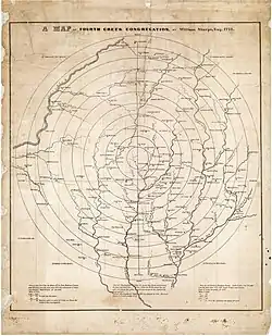 Map of Fourth Creek Congregation Families in 1773