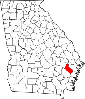 Map of Georgia highlighting Long County