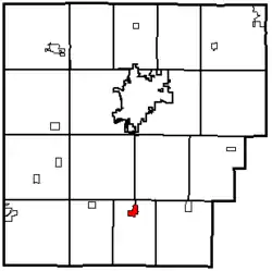 Location within Hancock County