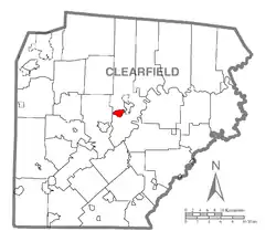 Location of Hyde in Clearfield County