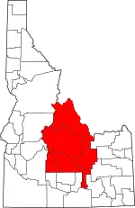 Map of counties included in Central Idaho (highlighted in red).