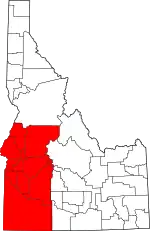 Map of counties included in Southwestern Idaho (highlighted in red).