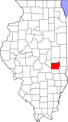 Map of Illinois highlighting Coles County