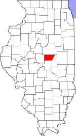 Map of Illinois highlighting DeWitt County