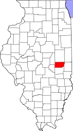 Douglas County's location in Illinois