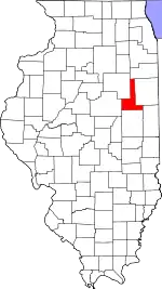 Map of Illinois highlighting Ford County