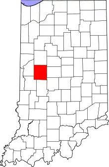 Map of Indiana highlighting Montgomery County