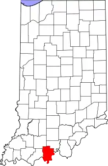 Map of Indiana highlighting Perry County