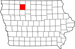 State map highlighting Palo Alto County