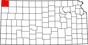 Map of Kansas highlighting Cheyenne County