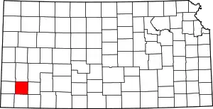 Map of Kansas highlighting Grant County