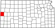 Map of Kansas highlighting Greeley County