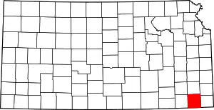 State map highlighting Labette County