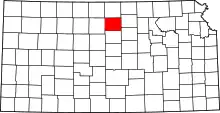 Map of Kansas highlighting Mitchell County