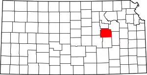 Map of Kansas highlighting Morris County