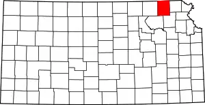 Map of Kansas highlighting Nemaha County