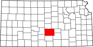 Map of Kansas highlighting Reno County