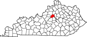 Map of Kentucky highlighting Anderson County