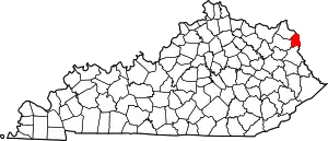 Map of Kentucky highlighting Boyd County