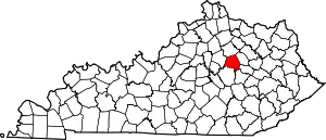 Map of Kentucky highlighting Clark County