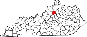 Map of Kentucky highlighting Franklin County