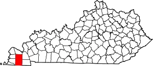 Map of Kentucky highlighting Graves County