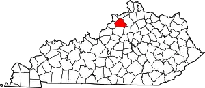 Map of Kentucky highlighting Henry County