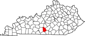 Map of Kentucky highlighting Metcalfe County