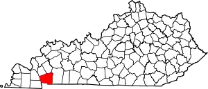 Map of Kentucky highlighting Trigg County